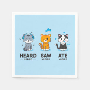 Heard Saw Ate No Bird Party Napkins Serviette
