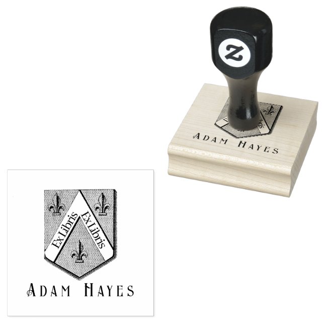 Hearldic Medieval Shield Ex Libris Gummistempel (Stempel)