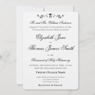 Heart Accent Elegant Wedding Invitation