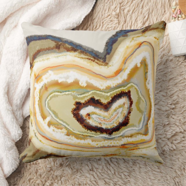 Heart Agate Graphic Geode Blue Orange Cream Kissen (Decke)