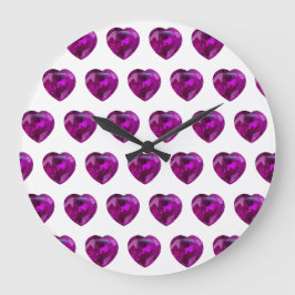Heart Amethyst Gemstone, Februar Lila Large C Große Wanduhr