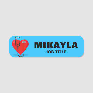 Heart and Stethoscope Medical Name Tag Namensschild
