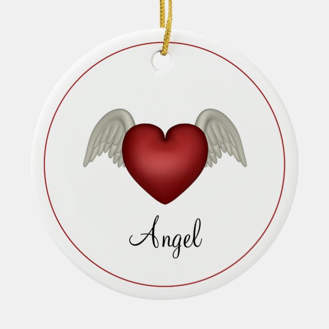 Heart Angel Wings Keramikornament (Vorne)