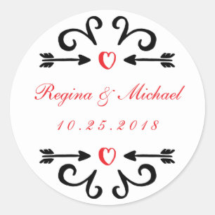 Heart Arrow Swirl Curl Wedding Danke Sticker