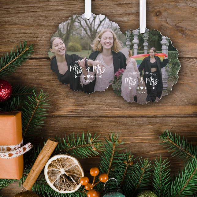 Heart Arrows First Christmas Mrs. Foto Ornament Karte (Von Creator hochgeladen)