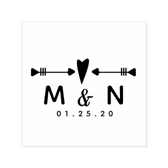 Heart Arrows Paare Name Wedellogo Permastempel (Design)