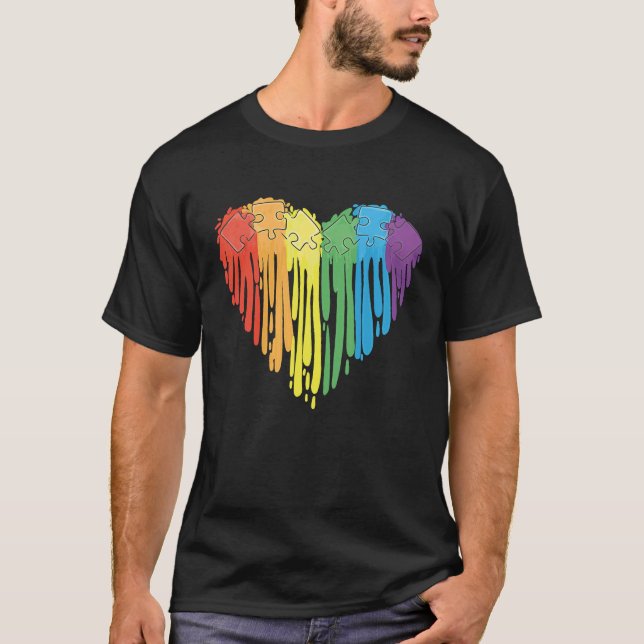Heart Autism Awareness Puzzle Valentines Day Mothe T-Shirt (Vorderseite)