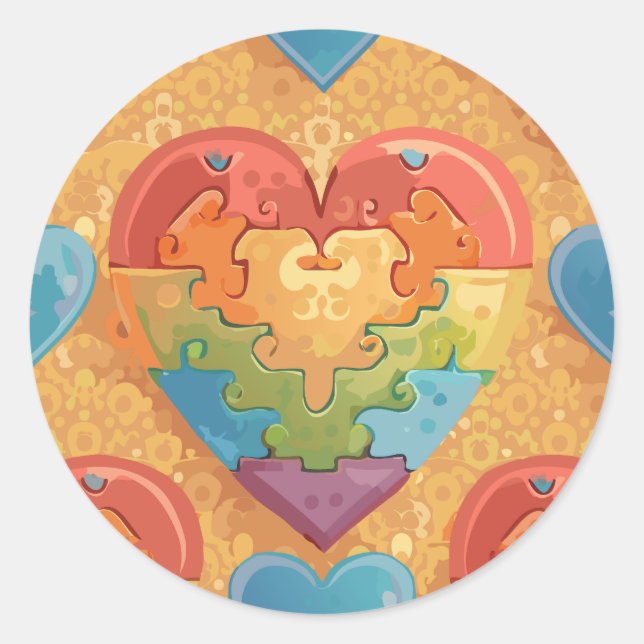 Heart autism runder aufkleber (Vorderseite)