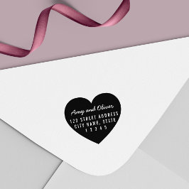 Heart Background Couple Name Return Address Permastempel