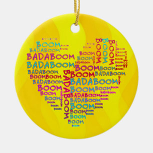 Heart Badaboom Gelbe Wellen Keramikornament
