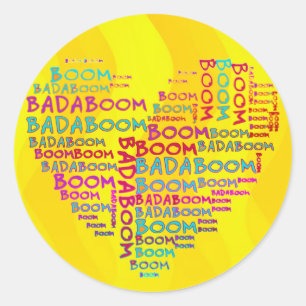 Heart Badaboom   Gelbe Wellen Runder Aufkleber