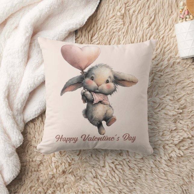 Heart Balloon Bunny for Valentines Kissen (Decke)