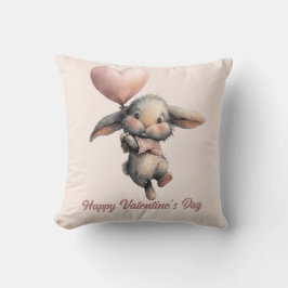 Heart Balloon Bunny for Valentines Kissen