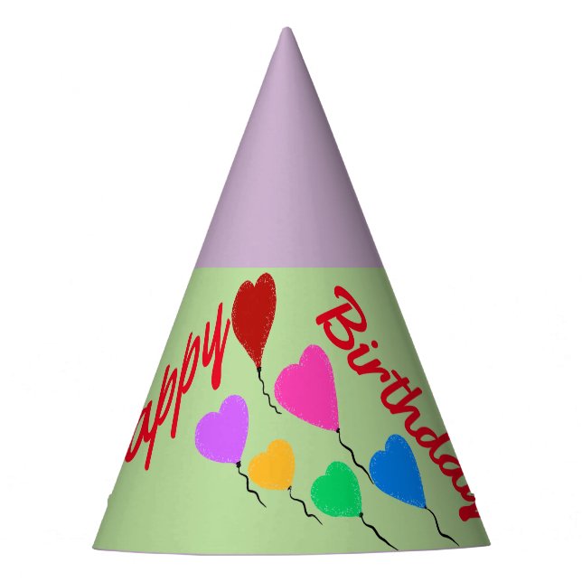 Heart Balloons Birthday Hats Partyhütchen (Vorderseite)