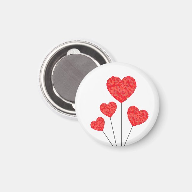 Heart Balloons Illustration Design Magnet (Vorderseite/Rückseite)