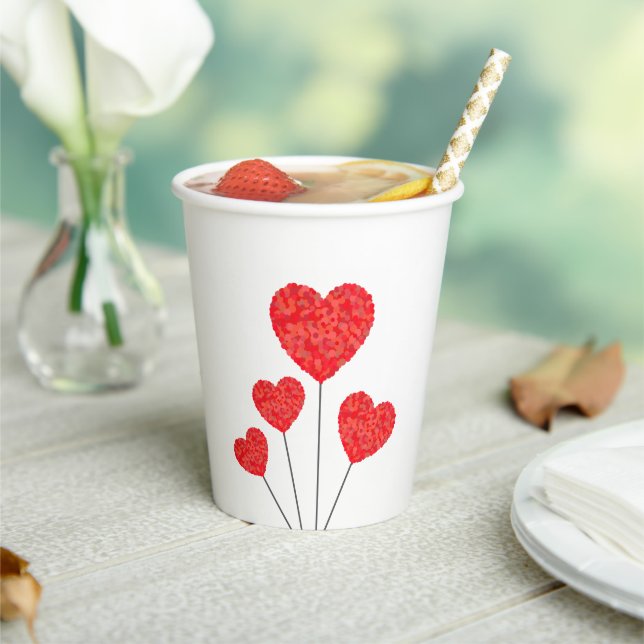 Heart Balloons Illustration Design Pappbecher (In Situ)