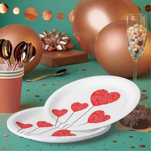 Heart Balloons Illustration Design Pappteller (Multi)