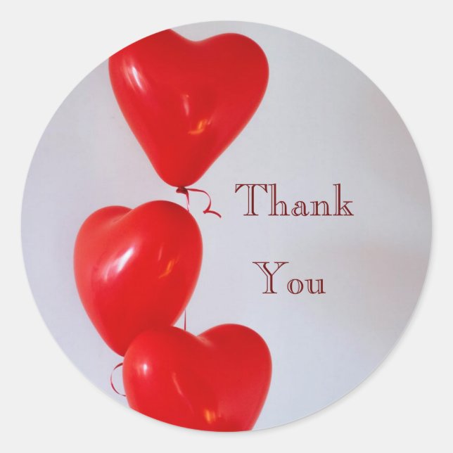 Heart Balloons Red Danke Aufkleber (Vorderseite)