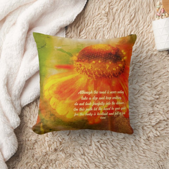 Heart Be Your Guide Zinnia Inspirational Quote  Kissen (Decke)