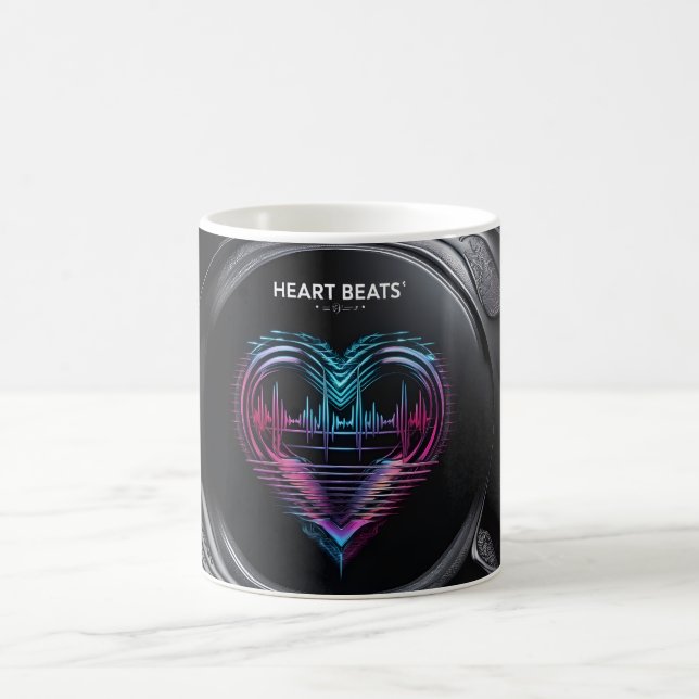 Heart Beats Mug – Pulsing Love in Motion Kaffeetasse (Mittel)