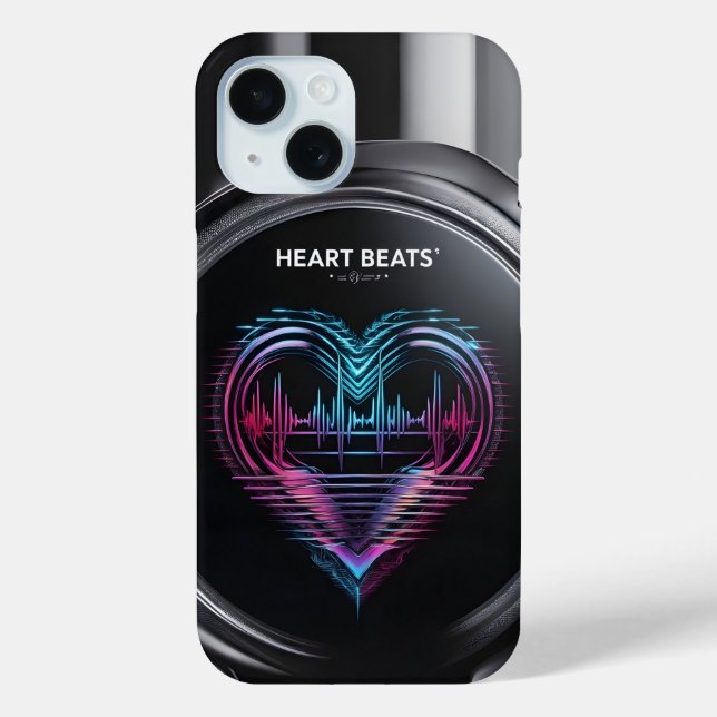 Heart Beats Phone Case – Modern Neon Heart Line De (Rückseite)