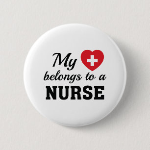 Heart Belongs Nurse Button