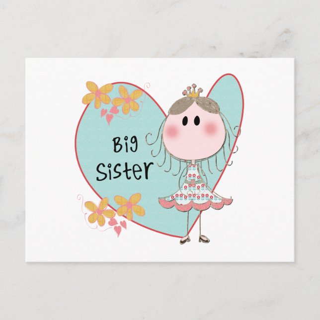 Heart Big Sister Postkarte (Vorderseite)