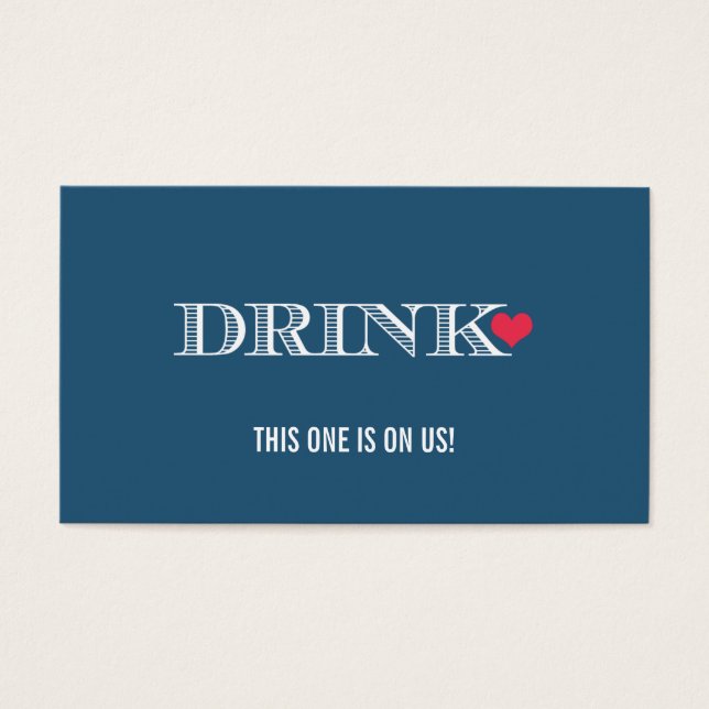 Heart Blue Red Wedding Drink Ticket (Vorderseite)