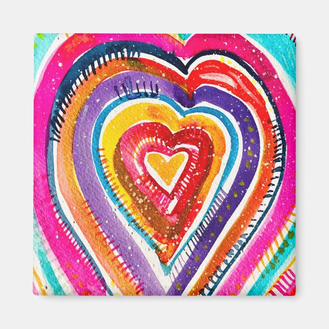 Heart boho Aquarellkunst Magnet (Vorne)