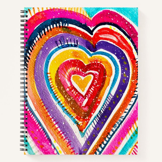 Heart boho Aquarellkunst Notizbuch (Vorderseite)