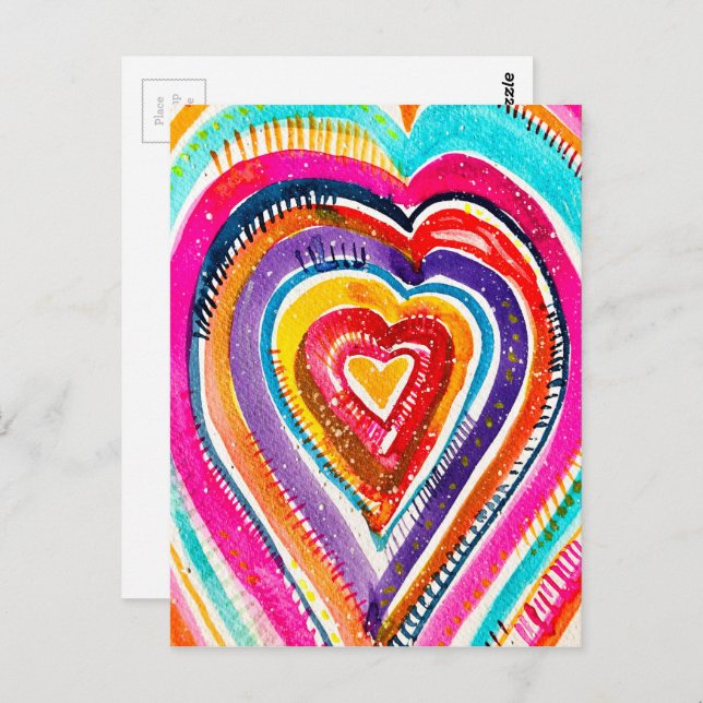 Heart boho Aquarellkunst Postkarte (Vorne/Hinten)