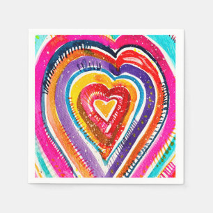 Heart boho Aquarellkunst Serviette