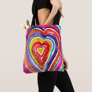 Heart boho Aquarellkunst Tasche