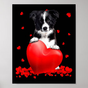 Heart Border Collie Dog Lover Christmas Valentines Poster