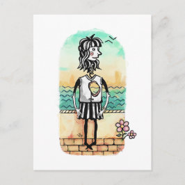 Heart Broken Girl Watercolor Postkarte