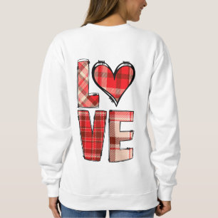 Heart Buffalo Karierte LIEBE Typografie Sweatshirt
