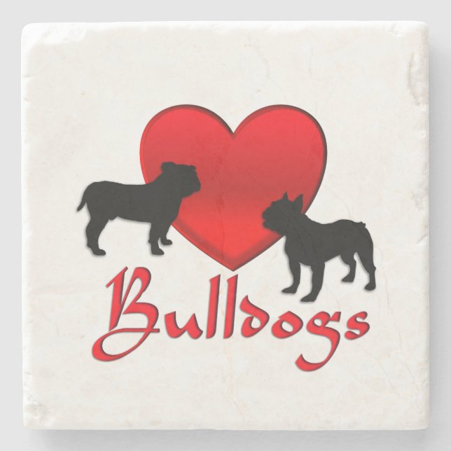 Heart Bulldogs Steinuntersetzer (Vorderseite)