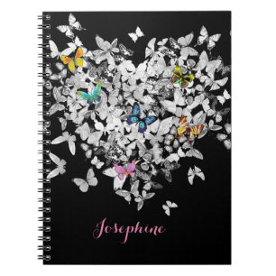 Heart Butterflies Girly Niedlich Personalisiert Notizblock