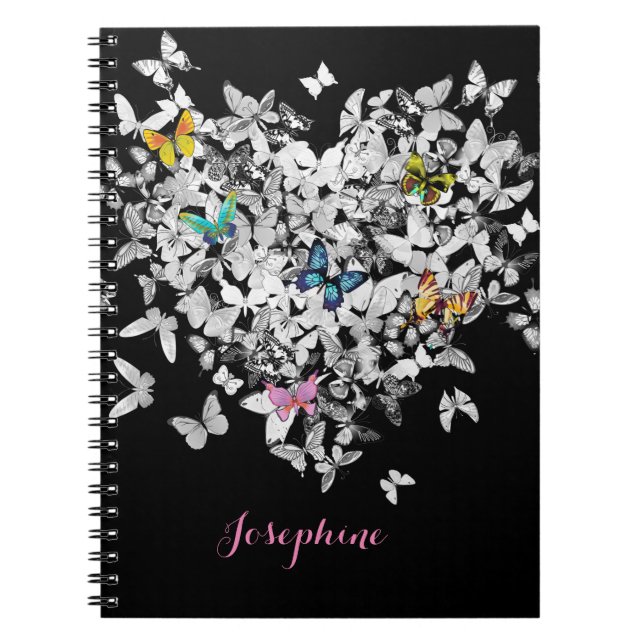 Heart Butterflies Girly Niedlich Personalisiert Notizblock (Vorderseite)