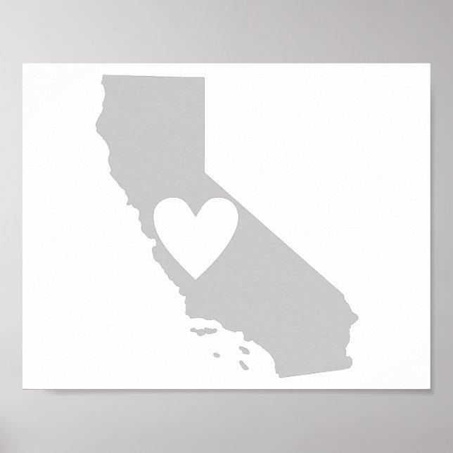 Heart California Staat Silhouette Poster (Vorne)