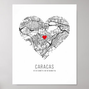 Heart Caracas City Map (Venezuela) Poster