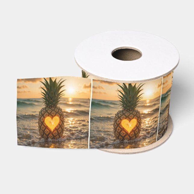 Heart Carved Into a Pineapple On a Beach Ripsband (Spule)