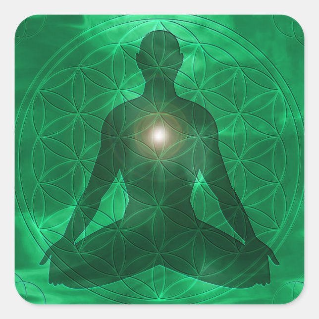 Heart Chakra Anahata Quadratischer Aufkleber (Vorderseite)