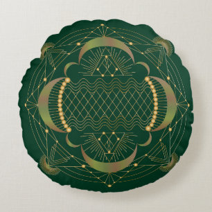 Heart Chakra Shadow Mandala Round Pillow Rundes Kissen