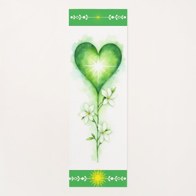 Heart Chakra Yoga Mat | Green Lotus for Healing Yogamatte (Vorderseite)