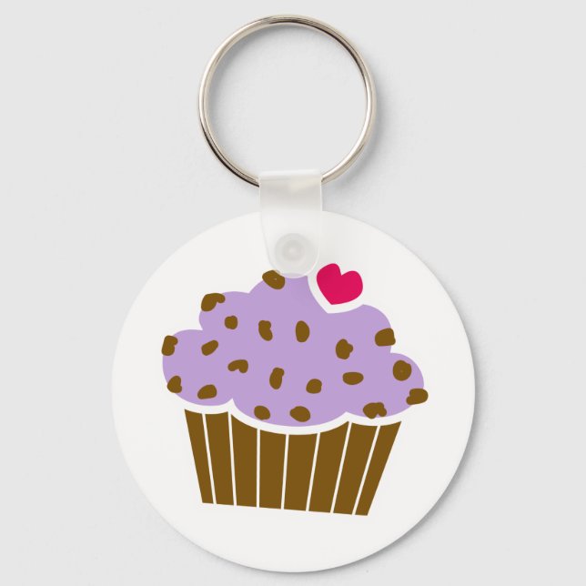 Heart Choco Chip Blueberry Cupcake Schlüsselanhänger (Vorderseite)