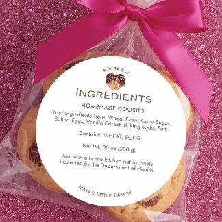 Heart Chocolate Waffle Bakery Ingredient List Runder Aufkleber