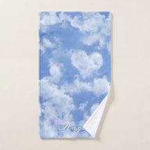 Heart Cloud Ciel mignon Amusant Moderne Bleu Nom P