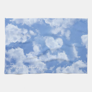Heart Cloud Sky Niedlich Fun Moderner blauer Indiv Geschirrtuch