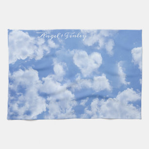 Heart Cloud Sky Niedlich Fun Moderner blauer Indiv Geschirrtuch
